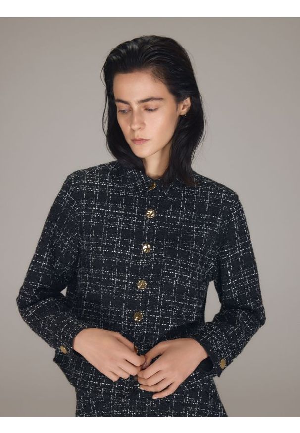 Reserved - Koszula z ozdobnymi guzikami - wielobarwny. Materiał: tkanina