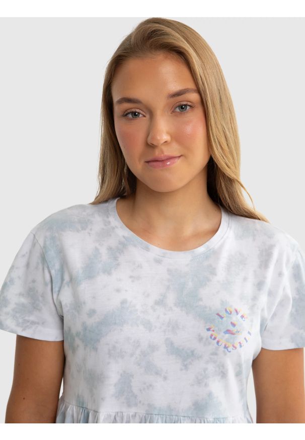 Big-Star - Sukienka dziewczęca z bawełny ekologicznej tie-dye Fionalka 400. Kolor: niebieski. Materiał: bawełna. Wzór: kolorowy, nadruk