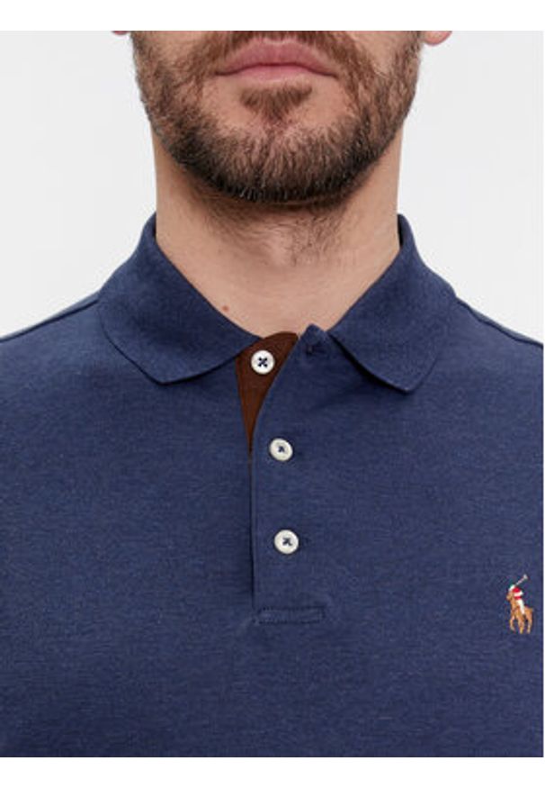 Polo Ralph Lauren Polo 710671785010 Granatowy Custom Slim Fit. Typ kołnierza: polo. Kolor: niebieski. Materiał: bawełna