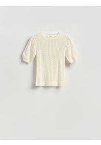 Reserved - Sweter z wełną z alpaki - złamana biel. Materiał: wełna #1