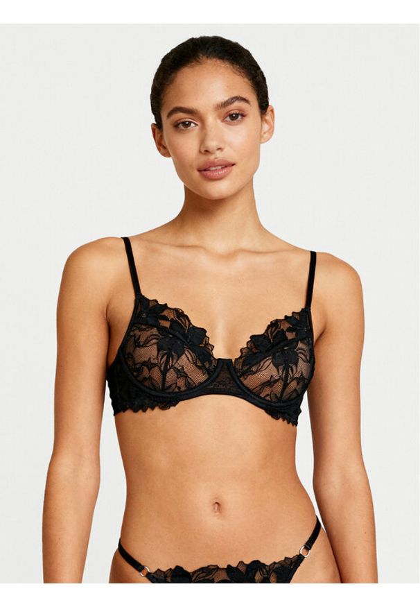 Hunkemöller Biustonosz z fiszbiną Ingrid 300469 Czarny. Kolor: czarny. Materiał: syntetyk