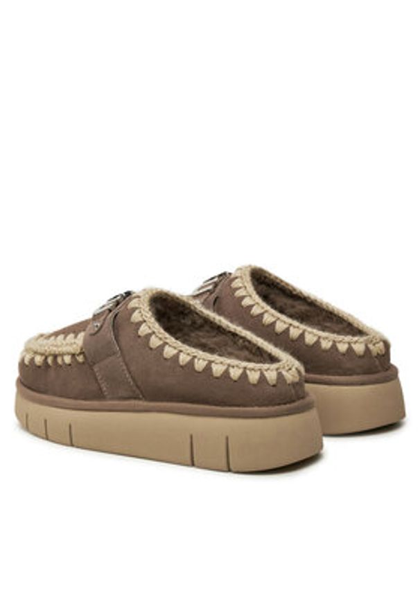 Mou Kapcie Bounce Clog Metal Logo FW531001A Brązowy. Kolor: brązowy. Materiał: skóra