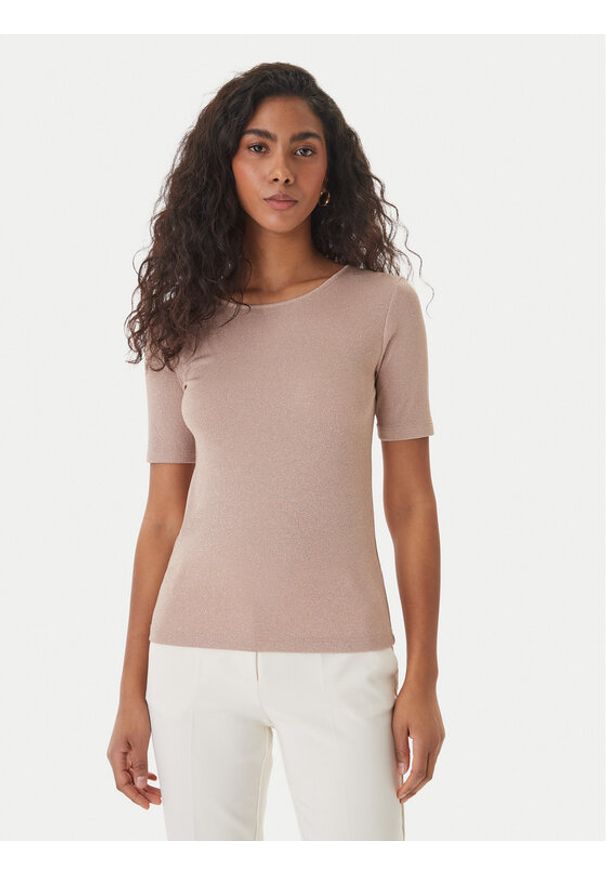 Fracomina T-Shirt FS26ST7008K420Q7 Beżowy Slim Fit. Kolor: beżowy. Materiał: wiskoza