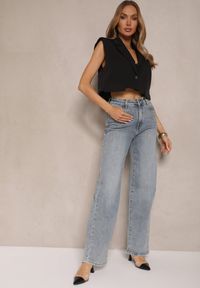 Renee - Jasnoniebieskie Szerokie Jeansy High Waist z Wiskozą Uliriel. Okazja: na co dzień. Stan: podwyższony. Kolor: niebieski. Styl: casual, elegancki