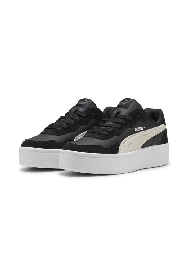 Puma - Damskie sneakersy Court Lally Skye z zamszu PUMA Black White. Kolor: biały, wielokolorowy, czarny. Materiał: zamsz. Sport: tenis