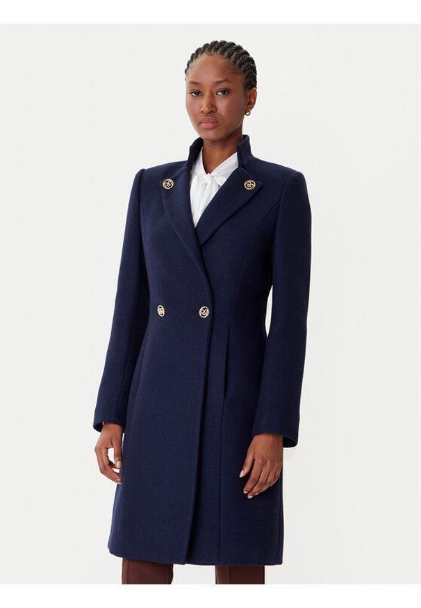 Rinascimento Płaszcz wełniany CFC0126218003 Granatowy Regular Fit. Kolor: niebieski. Materiał: syntetyk
