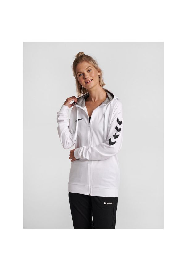 Bluza damska z kapturem Hummel Zip Cotton. Typ kołnierza: kaptur. Kolor: biały. Sport: fitness