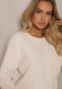 Renee - Beżowy Casualowy Sweter z Dodatkiem Kaszmiru Salielis. Okazja: na co dzień. Kolor: beżowy. Materiał: kaszmir. Styl: casual #4