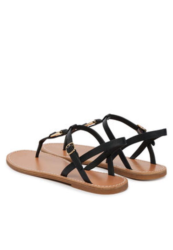 TOMMY HILFIGER - Tommy Hilfiger Sandały Leather Thong Sandal FW0FW09127 Czarny. Kolor: czarny. Materiał: skóra