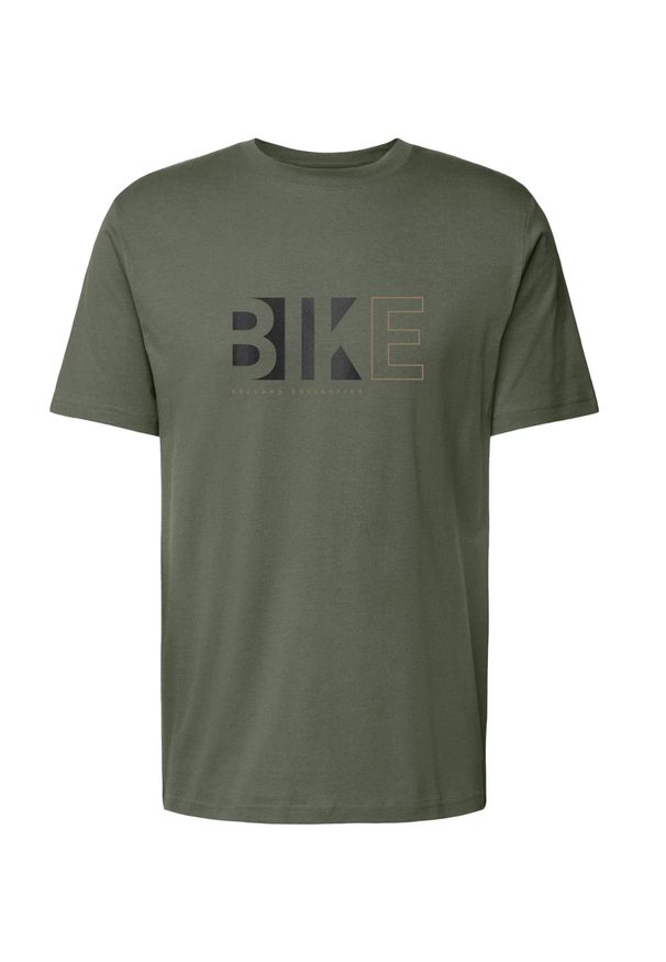 Volcano - T-shirt męski khaki, Comfort Fit, T-EKIB. Okazja: na co dzień. Kolor: brązowy. Materiał: materiał, bawełna. Długość rękawa: krótki rękaw. Długość: krótkie. Wzór: nadruk. Styl: klasyczny, casual