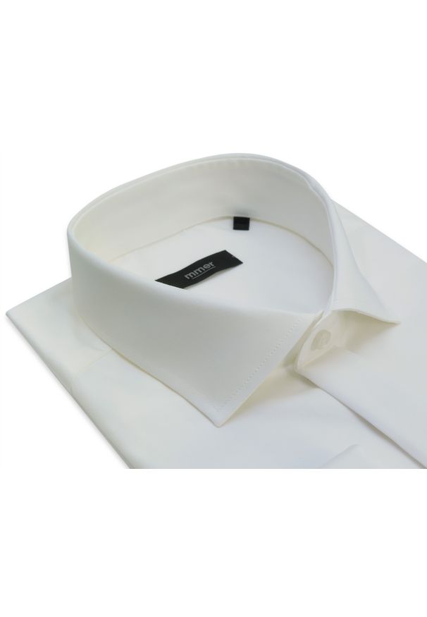 Mmer / Villaro - Koszule męskie - Ivory koszula na spinki Mmer 065 kość słoniowa/ecru. Kolor: biały. Materiał: bawełna, tkanina. Długość: długie. Styl: elegancki