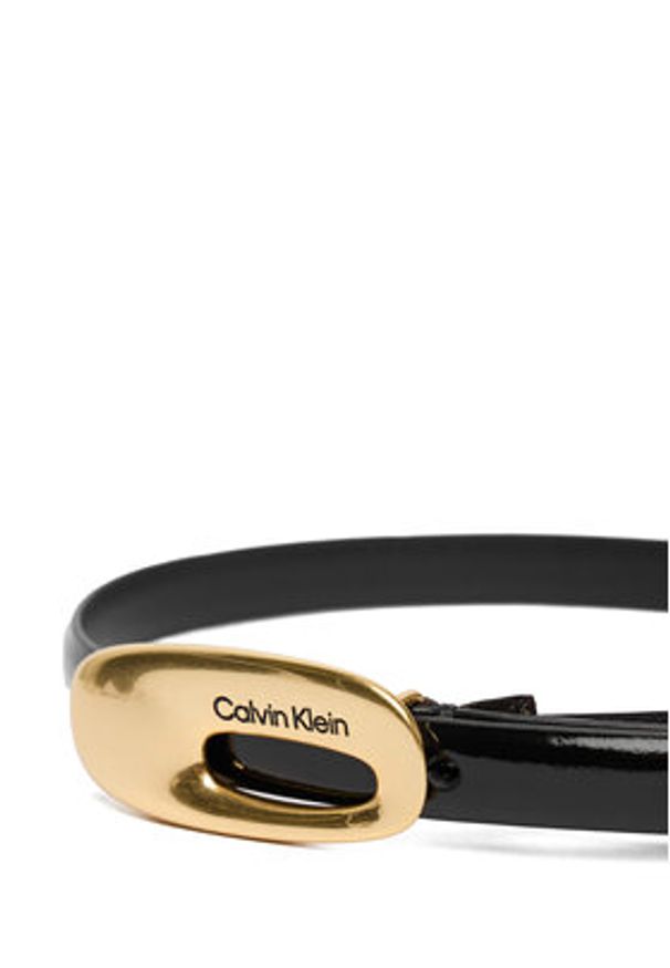 Calvin Klein Pasek Damski Oval Buckle Shiny Strap 15Mm LV04F7064G Czarny. Kolor: czarny. Materiał: skóra