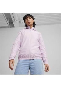 Kurtka uniwersalna damska Puma Ess Solid Windbreaker. Typ kołnierza: kaptur. Kolor: fioletowy. Materiał: syntetyk