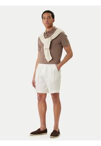BOSS Szorty materiałowe H-Perin 50561858 Biały Tapered Fit. Kolor: biały. Materiał: len #4