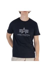 Koszulka Alpha Industries Basic T-shirt 10050107 - granatowa. Kolor: niebieski. Materiał: bawełna. Długość rękawa: krótki rękaw. Długość: krótkie