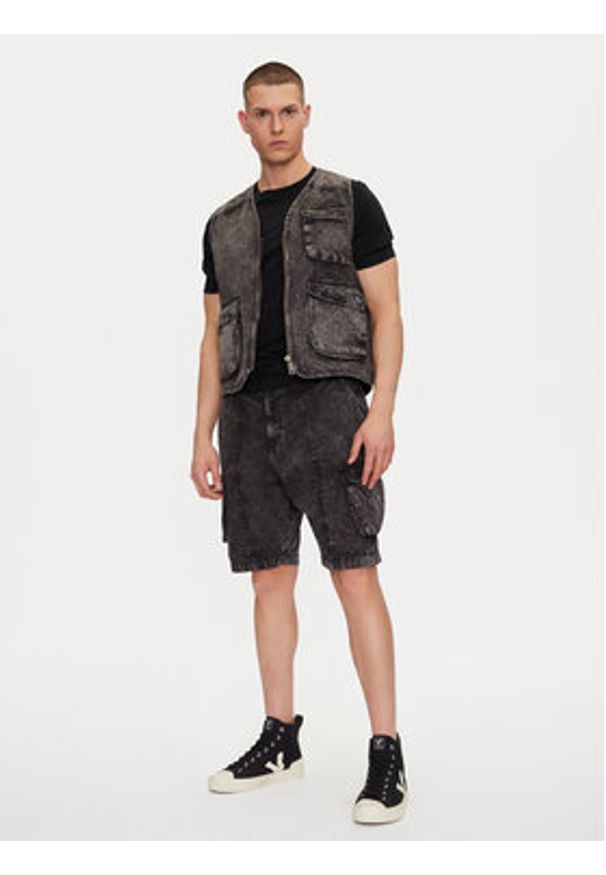 Alpha Industries Szorty jeansowe Canvas Acid Short 156259 Czarny Regular Fit. Kolor: czarny. Materiał: bawełna