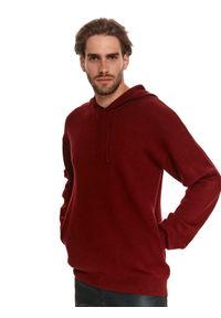 TOP SECRET - Bluza swetrowa z miękkiej dzianiny. Kolor: czerwony. Materiał: dzianina. Długość rękawa: długi rękaw. Długość: długie. Wzór: gładki. Sezon: zima, jesień