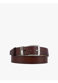 Ryłko - Brązowy pasek ze skóry licowej. Kolor: brązowy. Materiał: skóra. Styl: street, klasyczny, elegancki #1