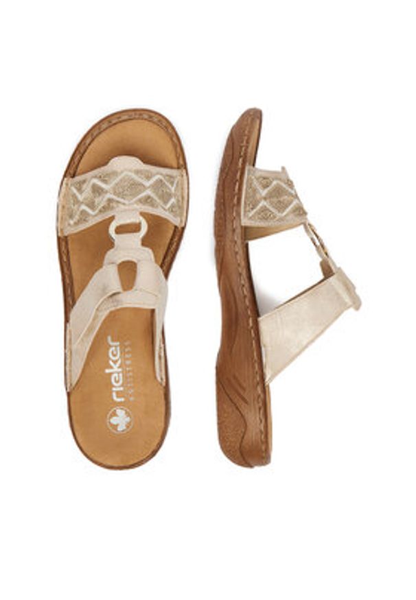 Rieker Klapki CEO-V2864-60 Złoty. Kolor: złoty. Materiał: skóra