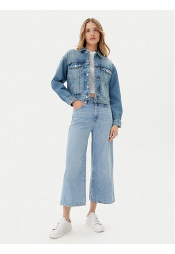 Calvin Klein Kurtka jeansowa LV047B075G Niebieski Regular Fit. Kolor: niebieski. Materiał: bawełna