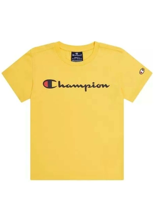 Koszulka sportowa chłopięca Champion 306832YS107. Kolor: żółty. Materiał: bawełna. Długość rękawa: krótki rękaw. Długość: krótkie