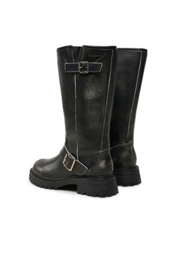 Pepe Jeans Botki PLS50566 Czarny. Kolor: czarny. Materiał: skóra
