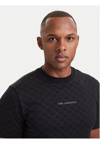 Karl Lagerfeld - KARL LAGERFELD T-Shirt 755070 564251 Czarny Regular Fit. Typ kołnierza: dekolt w karo. Kolor: czarny. Materiał: bawełna #3