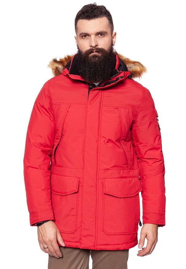 Wrangler - KURTKA ZIMOWA WRANGLER THE PARKA H. R. RED W4630YK1P. Materiał: materiał. Wzór: gładki. Sezon: zima