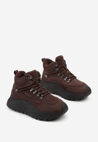 Born2be - Brązowe Sportowe Sneakersy Śniegowce Vices na Grubej Podeszwie Nellsana. Okazja: na co dzień. Kolor: brązowy. Materiał: jeans. Szerokość cholewki: normalna. Wzór: aplikacja #6