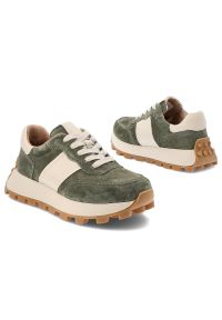 Zielone Sneakersy Filippo Modne Obuwie Damskie. Okazja: na co dzień. Zapięcie: sznurówki. Kolor: zielony. Materiał: zamsz. Szerokość cholewki: normalna