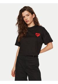 Karl Lagerfeld - KARL LAGERFELD T-Shirt A1W17074 Czarny Regular Fit. Typ kołnierza: dekolt w karo. Kolor: czarny. Materiał: bawełna #1