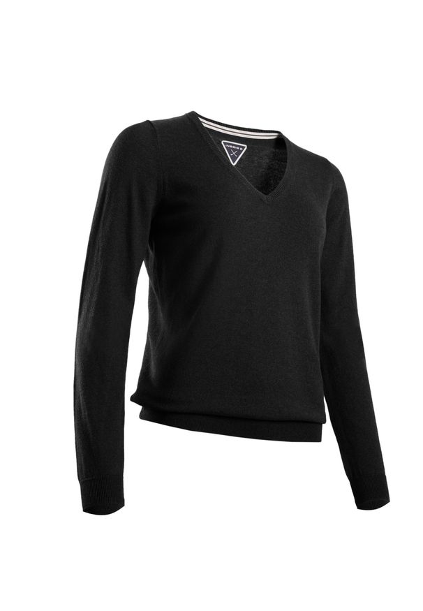 INESIS - Sweter do golfa damski Inesis MW500. Typ kołnierza: golf. Kolor: czarny. Materiał: bawełna, materiał