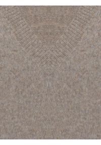 Big-Star - Sweter damski v-neck z dodatkiem wełny brązowy Violina 804. Okazja: do pracy, na co dzień. Kolor: brązowy. Materiał: wełna. Wzór: ze splotem, jednolity. Styl: klasyczny, casual