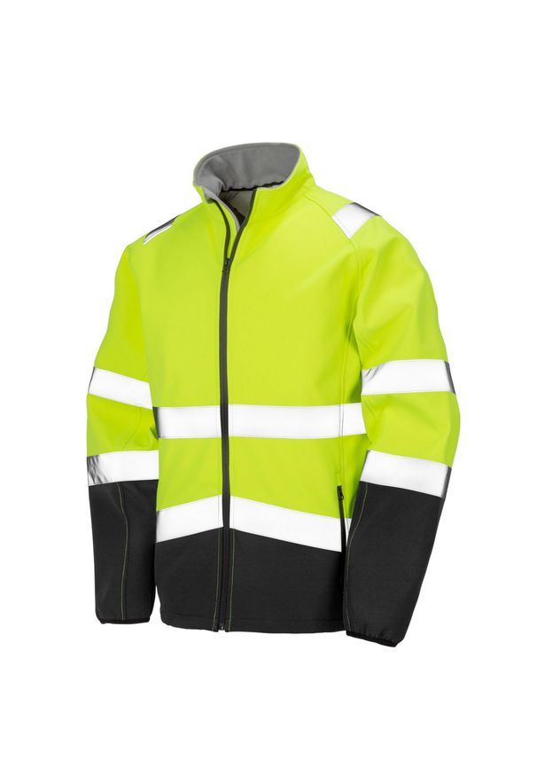 RESULT - Ochronna Męska Kurtka Softshell Z Nadrukiem. Kolor: żółty, wielokolorowy, czarny. Materiał: softshell. Wzór: nadruk