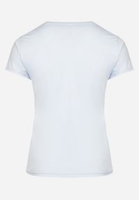 Born2be - Jasnoniebieski T-shirt z Krótkim Rękawem i Ozdobnym Nadrukiem Testolene. Okazja: na co dzień. Kolekcja: plus size. Kolor: niebieski. Materiał: jeans. Długość rękawa: krótki rękaw. Długość: krótkie. Wzór: nadruk. Styl: casual, klasyczny, wizytowy #6