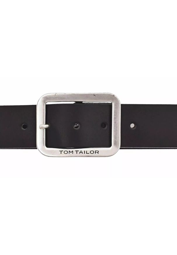 Tom Tailor - TOM TAILOR MĘSKI PASEK SKÓRZANY NA BOLEC SKÓRA 40mm Gurtel BLACK TG1016R57. Materiał: skóra. Wzór: paski. Styl: klasyczny