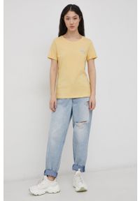 only - Only T-shirt bawełniany kolor żółty. Okazja: na co dzień. Kolor: żółty. Materiał: bawełna. Wzór: nadruk. Styl: casual #4