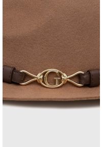 Guess kapelusz wełniany kolor brązowy wełniany. Kolor: brązowy. Materiał: wełna #4