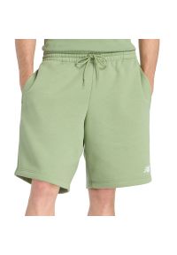 Spodenki męskie New Balance MS43903AAR - zielone. Kolor: zielony. Materiał: bawełna, dresówka, poliester #1