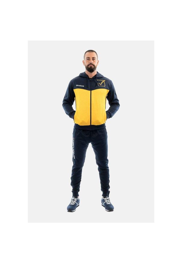 Givova dres Visa Melange polarfleece z kapturem 3XS. Okazja: na uczelnię. Kolor: niebieski, czarny, wielokolorowy. Materiał: dresówka. Sezon: lato. Styl: sportowy
