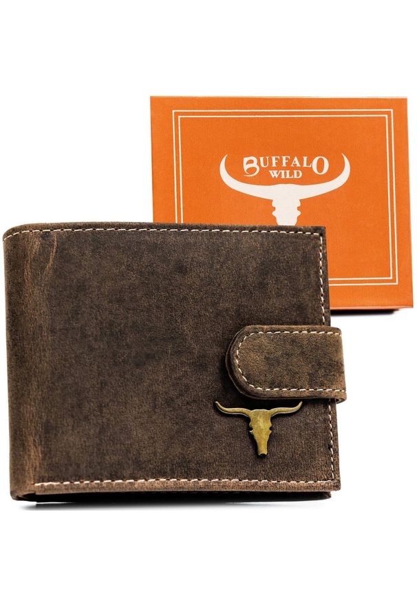 BUFFALO WILD - Portfel z naturalnej skóry męski na zatrzask - Buffalo Wild. Materiał: skóra