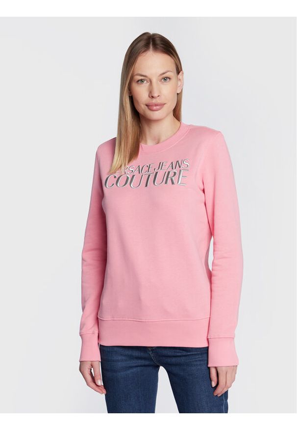 Versace Jeans Couture Bluza Logo 73HAIT01 Różowy Regular Fit. Typ kołnierza: kołnierzyk włoski. Kolor: różowy. Materiał: bawełna