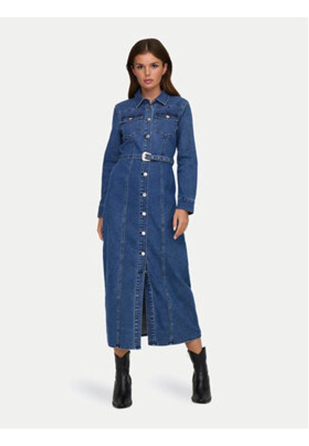 only - ONLY Sukienka jeansowa Myth 15337232 Niebieski Regular Fit. Kolor: niebieski. Materiał: bawełna