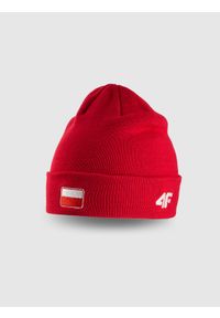 4f - 4F Czapka beanie uniseks - czerwona Uniwersalny. Kolor: czerwony. Materiał: dzianina. Sezon: zima. Styl: klasyczny, casual, sportowy #1