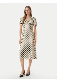 Morgan Sukienka codzienna 261-ROVITA Beżowy Regular Fit. Okazja: na co dzień. Kolor: beżowy. Materiał: syntetyk. Typ sukienki: proste. Styl: casual #1