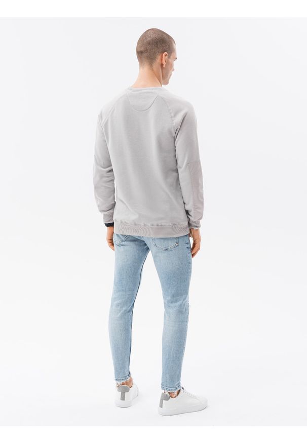 Ombre Clothing - Bluza męska bez kaptura B1151 - jasnoszara - XXL. Typ kołnierza: bez kaptura. Kolor: szary. Materiał: bawełna, jeans, dzianina, materiał, tkanina, poliester