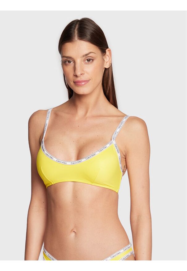 Calvin Klein Swimwear Góra od bikini KW0KW01946 Żółty. Kolor: żółty. Materiał: syntetyk