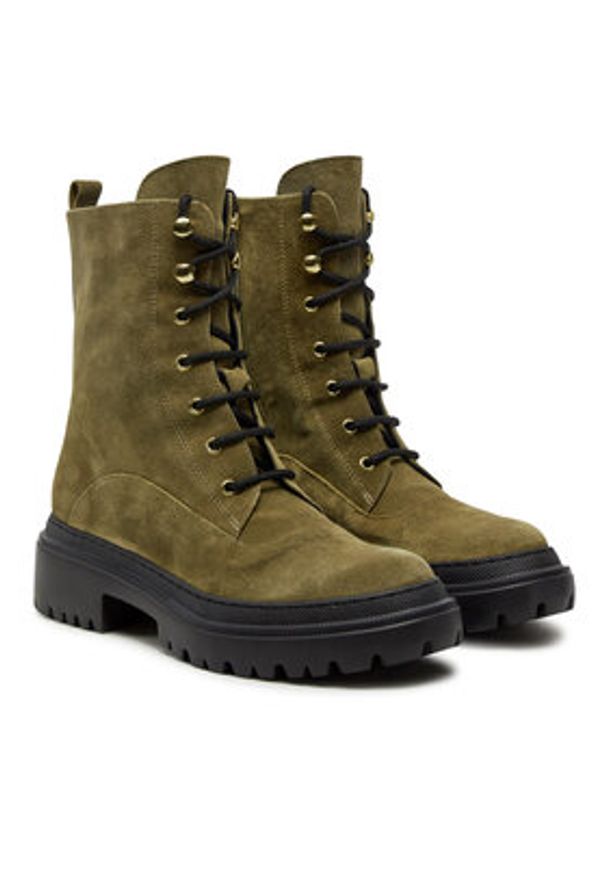 Pollini Trapery SA21104G1LTN0105 Zielony. Kolor: zielony. Materiał: skóra, zamsz