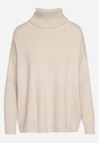 Born2be - Beżowy Golf w Klasycznym Stylu Linagela. Typ kołnierza: golf. Kolor: beżowy. Materiał: jeans. Styl: klasyczny #4