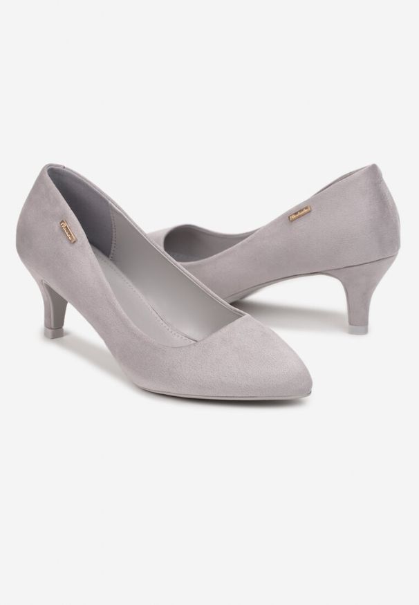 Renee - Szare Czółenka Appyle. Zapięcie: bez zapięcia. Kolor: szary. Wzór: bez wzorów, jednolity. Obcas: na szpilce. Styl: elegancki
